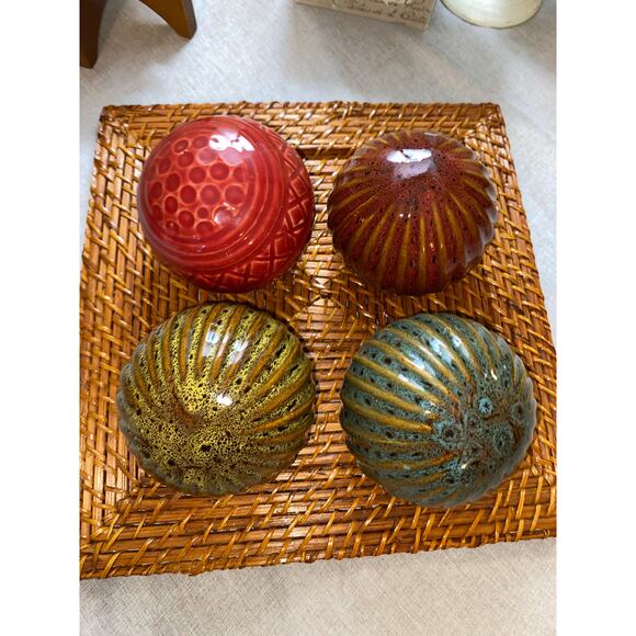Set 4 GUC Ceramic Glass Decor Accent Balls Boho Style From Wayfair Decoration - Picture 4 of 7